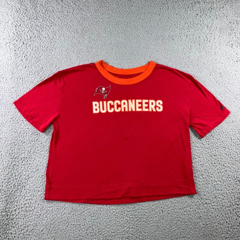 Nike NFL Tampa Bay Buccaneers T-Shirt Women M Red Cropped‎ Ringer Graphic Tee